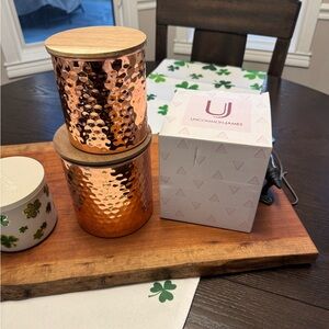 Uncommon James Hammered Copper Candle with Wooden Lid